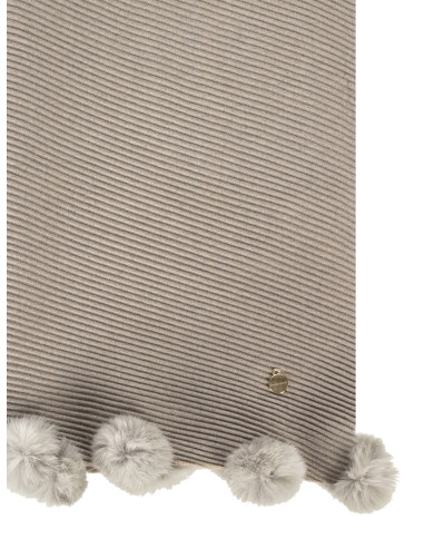 Rinascimento Diagonal-Ribbed Viscose-Blend Scarf with Faux Fur Pom-...
