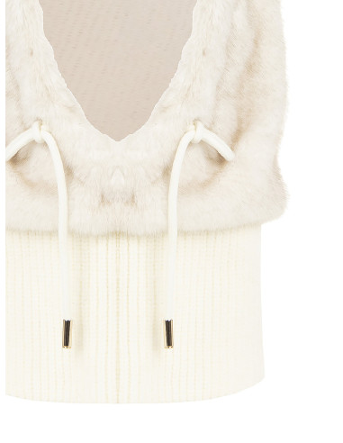 Rinascimento Faux Fur Balaclava with Ribbed Collar - Vestiti Firmat...