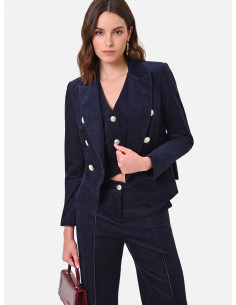 Veste blazer courte et cintrée en velours « Rinascimento »