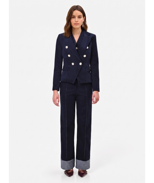 Giacca Blazer Corta E Sfiancata In Velour Rinascimento