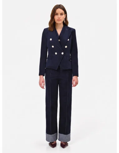 Veste blazer courte et cintrée en velours « Rinascimento »