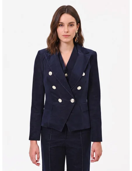 Giacca Blazer Corta E Sfiancata In Velour Rinascimento