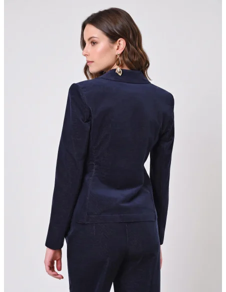 Veste blazer courte et cintrée en velours « Rinascimento »