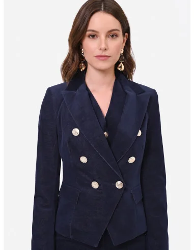 Giacca Blazer Corta E Sfiancata In Velour Rinascimento