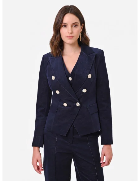 Giacca Blazer Corta E Sfiancata In Velour Rinascimento