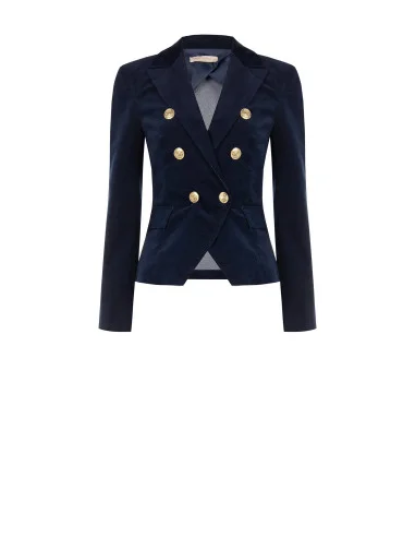 Veste blazer courte et cintrée en velours « Rinascimento »