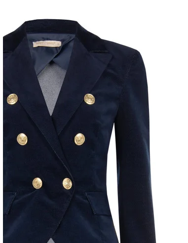 Veste blazer courte et cintrée en velours « Rinascimento »