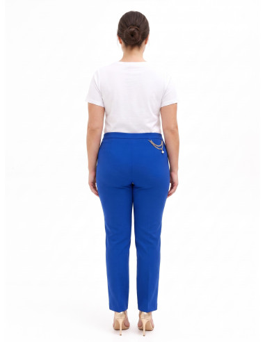Curvy Straight-Leg Trousers in Scuba Crepe with Jewelled Chain and Pearl Detail – Rinascimento Curvy