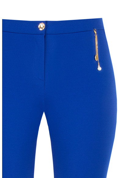 Curvy Straight-Leg Trousers in Scuba Crepe with Jewelled Chain and Pearl Detail – Rinascimento Curvy