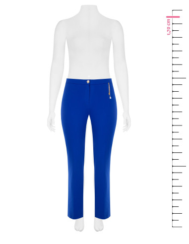 Pantalon droit pour femmes rondes en crêpe scuba, avec détail bijou composé de chaînes et d'une perle – Rinascimento Curvy
