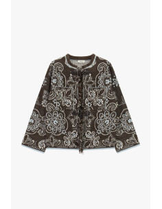 Dixie Jacquard Cardigan with Tassel Fastening and Pockets