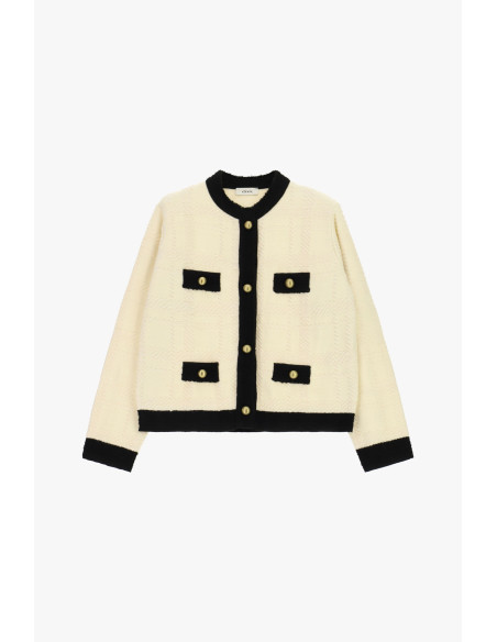 Cardigan Corto Con Motivo Geometrico E Quattro Tasche Dixie