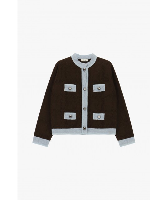 Cardigan Corto Con Motivo Geometrico E Quattro Tasche Dixie