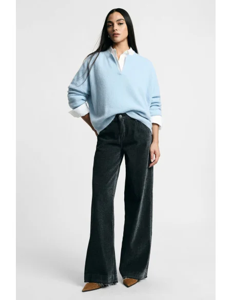Pantalon à cinq poches et à jambes larges « Please »