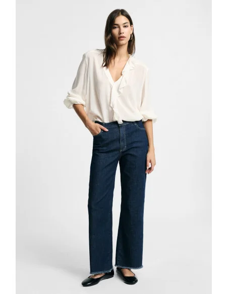 Jeans Five Tasche Con Fondo Sfrangiato Dritto Please