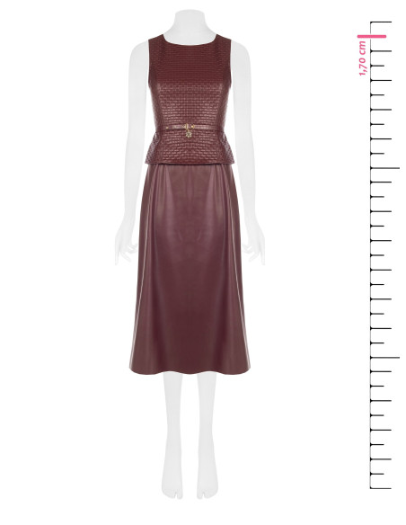 Faux-leather midi dress with an interwoven chequered pattern and a ...