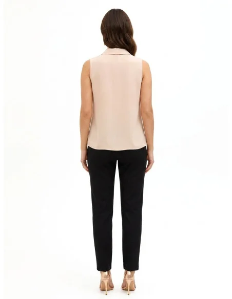 Georgette A-Line Blouse with Oversized Ruffle and Jewel Button Rinascimento