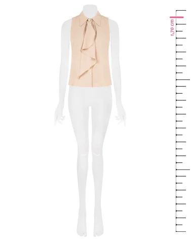 Georgette A-Line Blouse with Oversized Ruffle and Jewel Button Rinascimento