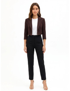 Rinascimento Open-Front Cropped Blazer Jacket in Scuba Crepe - Vest...