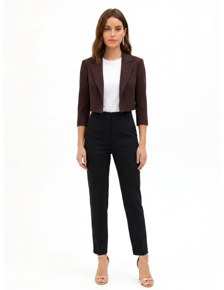 Rinascimento Open-Front Cropped Blazer Jacket in Scuba Crepe - Vest...