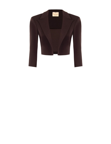 Rinascimento Open-Front Cropped Blazer Jacket in Scuba Crepe - Vest...