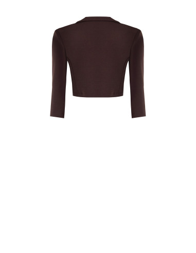 Rinascimento Open-Front Cropped Blazer Jacket in Scuba Crepe - Vest...
