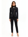 Rinascimento Fitted Scuba Crepe Blazer Jacket with Asymmetrical Zip...