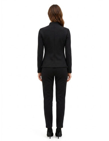 Veste blazer cintrée en crêpe scuba avec fermeture éclair asymétriq...