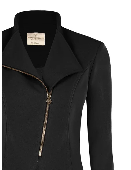 Giacca Blazer Sfiancata In Scuba Crepe Con Zip Asimmetrica Rinascimento