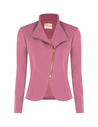 Giacca Blazer Sfiancata In Scuba Crepe Con Zip Asimmetrica Rinascimento