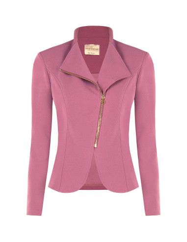 Veste blazer cintrée en crêpe scuba avec fermeture éclair asymétriq...