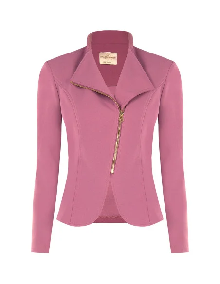 Fitted Blazer Jacket in Scuba Crepe with Asymmetrical Zip Rinascimento