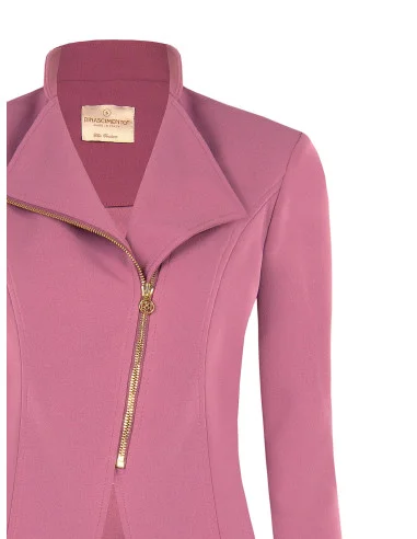 Fitted Blazer Jacket in Scuba Crepe with Asymmetrical Zip Rinascimento