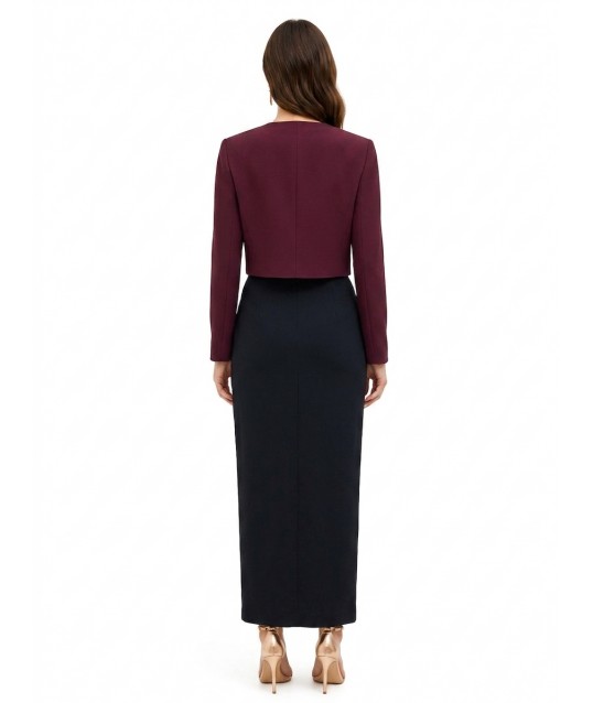 Crop-length Spencer jacket in Cadi fabric with a draped Rinascimento-style lapel