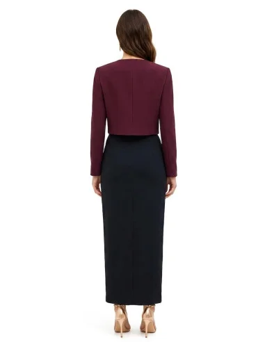 Cropped Spencer Jacket in Cady Fabric with Draped Lapel Rinascimento