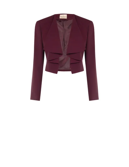 Giacca Spencer Crop In Tessuto Cadi Con Rever A Drappeggio Rinascimento
