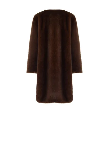 Long Faux Fur Coat with Hook Fastening Rinascimento