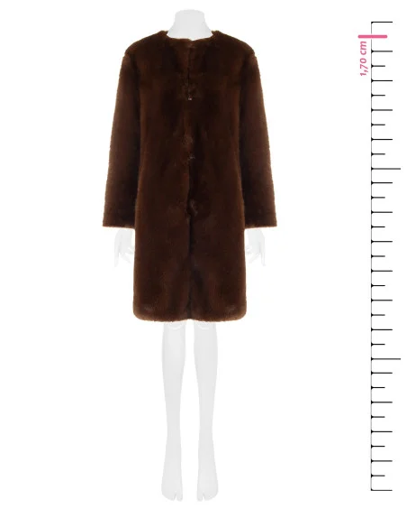 Long Faux Fur Coat with Hook Fastening Rinascimento