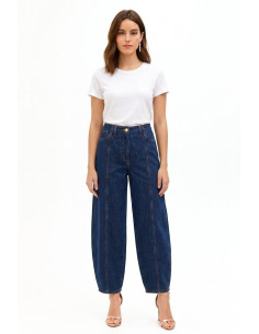 Jeans Ballon Con Impunture Frontali Rinascimento