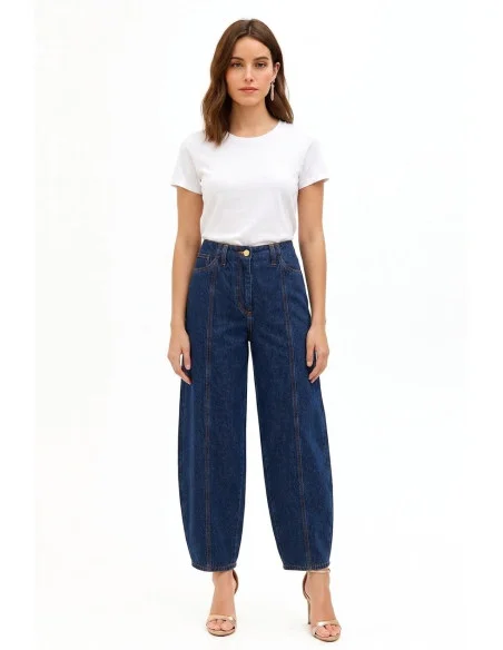 Jeans Ballon Con Impunture Frontali Rinascimento