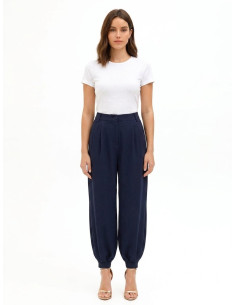 Pantalon ballon en mélange de viscose avec doubles pinces « Rinasci...