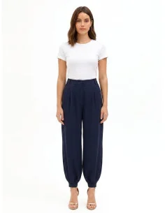 Balloon Trousers in Viscose Blend with Double Pleats Rinascimento