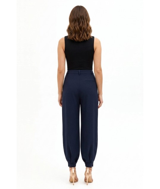 Pantaloni Balloon In Misto Viscosa Con Doppia Pinces Rinascimento