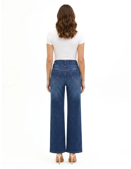 Jeans Wide Leg Elasticizzati Con Cintura Coordinata Rinascimento