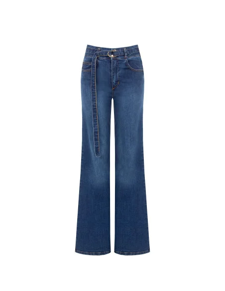 Jeans Wide Leg Elasticizzati Con Cintura Coordinata Rinascimento