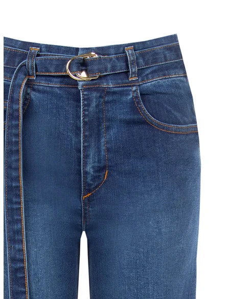 Jeans Wide Leg Elasticizzati Con Cintura Coordinata Rinascimento