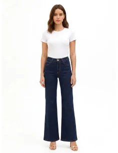 Stretch Wide-Leg Jeans Zero Wash Rinascimento