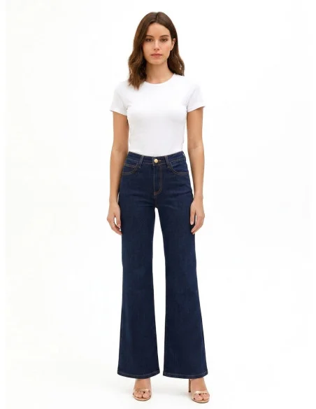 Stretch Wide-Leg Jeans Zero Wash Rinascimento