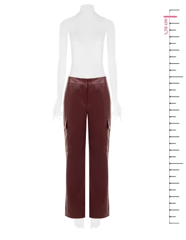 Pantalon droit cargo en similicuir avec motif à carreaux tressés Rinascimento