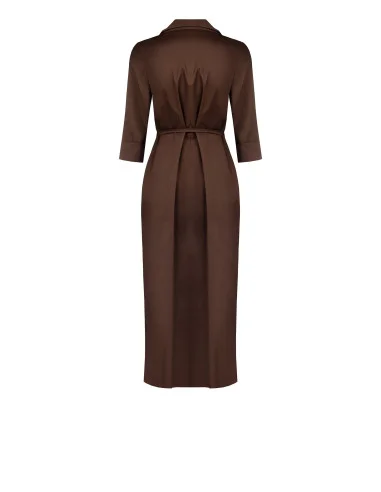 Robe-chemise longue en coton mélangé avec volants et longue ceinture fine assortie Rinascimento